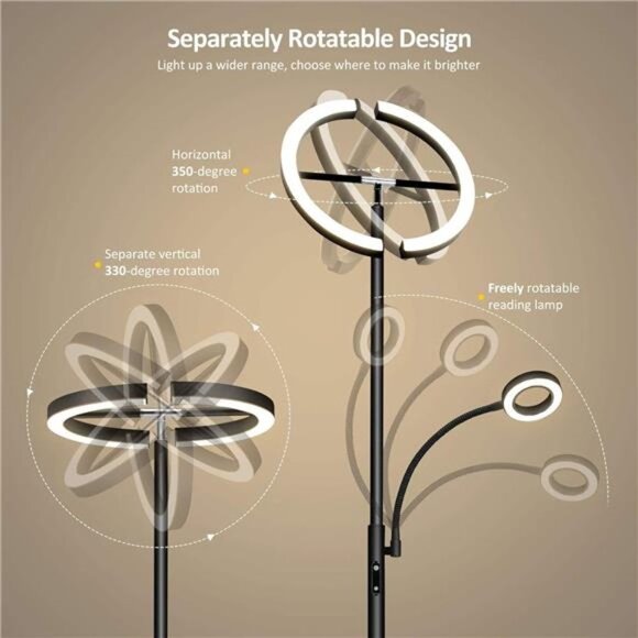 Split Floor Lamp with Reading Light, Modern Bright LED Rotatable Standing Lamp - Picture 4 of 6